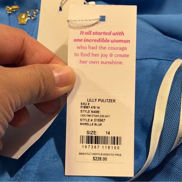 Lilly Pulitzer NWT Size 14 Morelle Blue Carlynn Strapless Satin Mini Dress Party - Picture 6 of 9